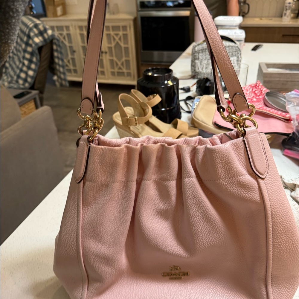 Coach Pink Gathered Leather Shoulder Bag